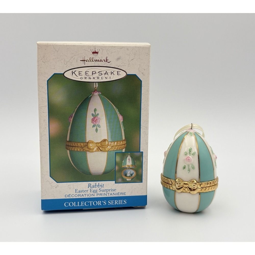Hallmark Keepsake Ornament 2000 Rabbit Easter Egg Surprise 2 Hinged Spring VTG